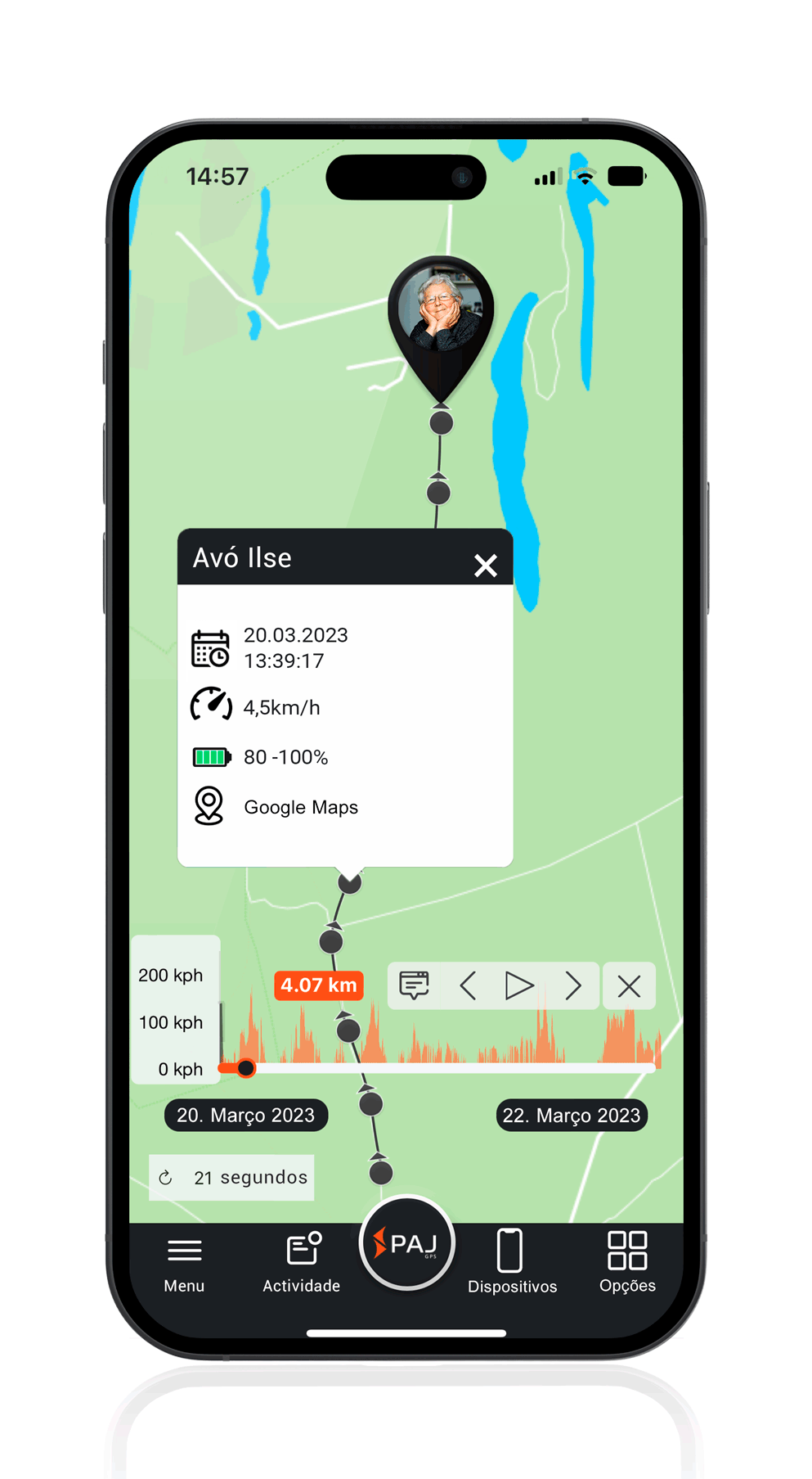 Aplicação Localizador GPS para idosos - Memória de caminho