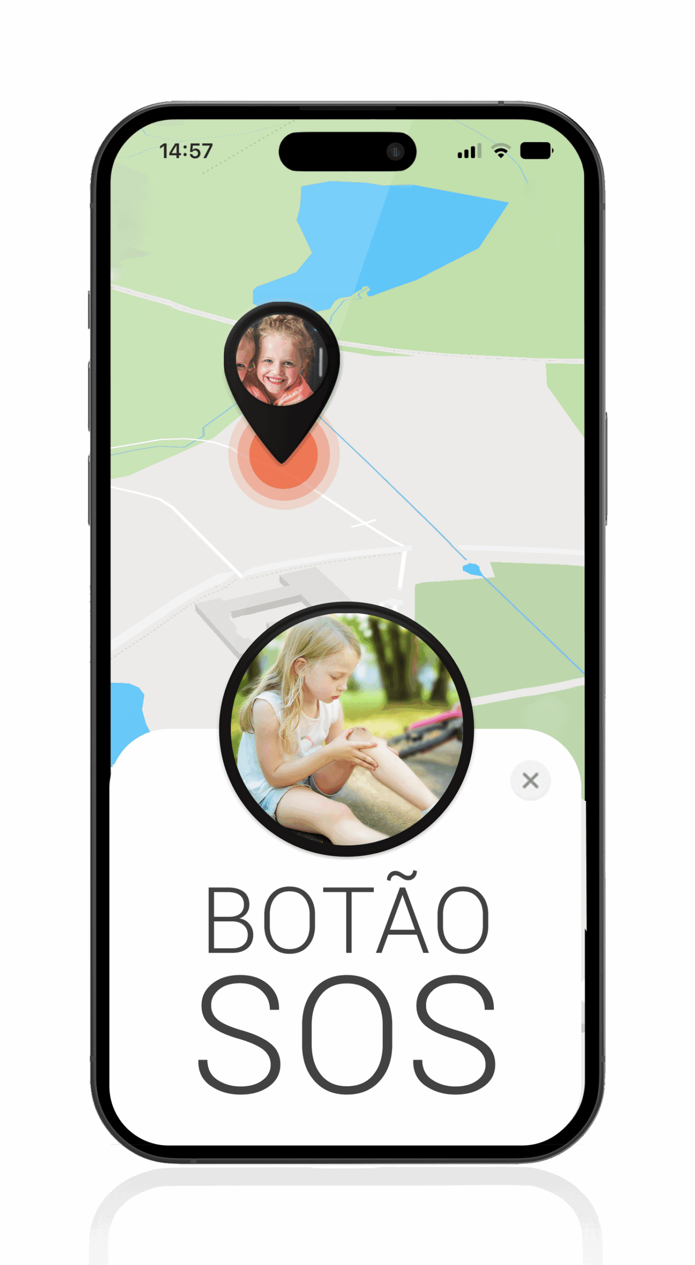 Mockup Localizador GPS para Crianças com Botão SOS