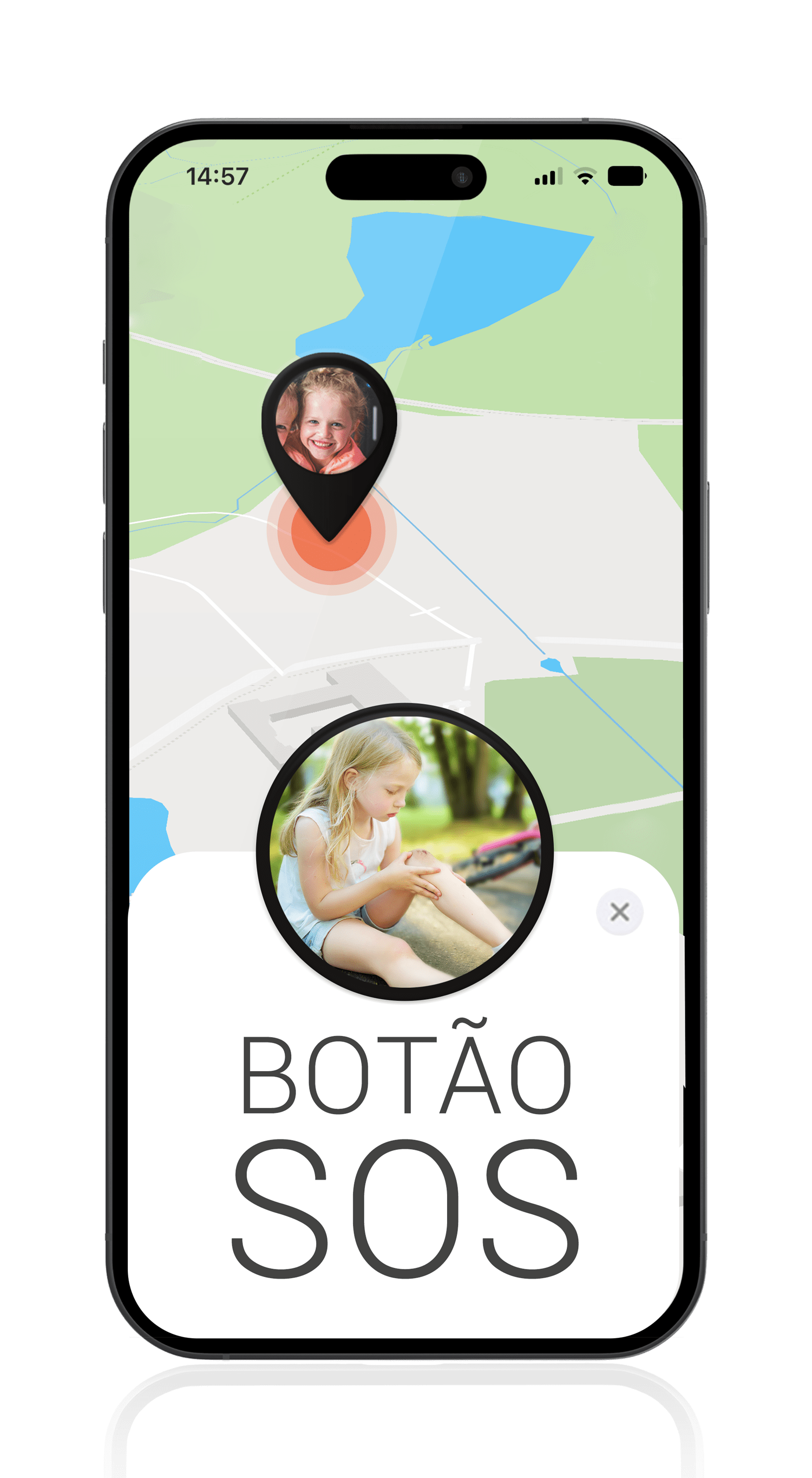 Mockup Localizador GPS para Crianças com Botão SOS