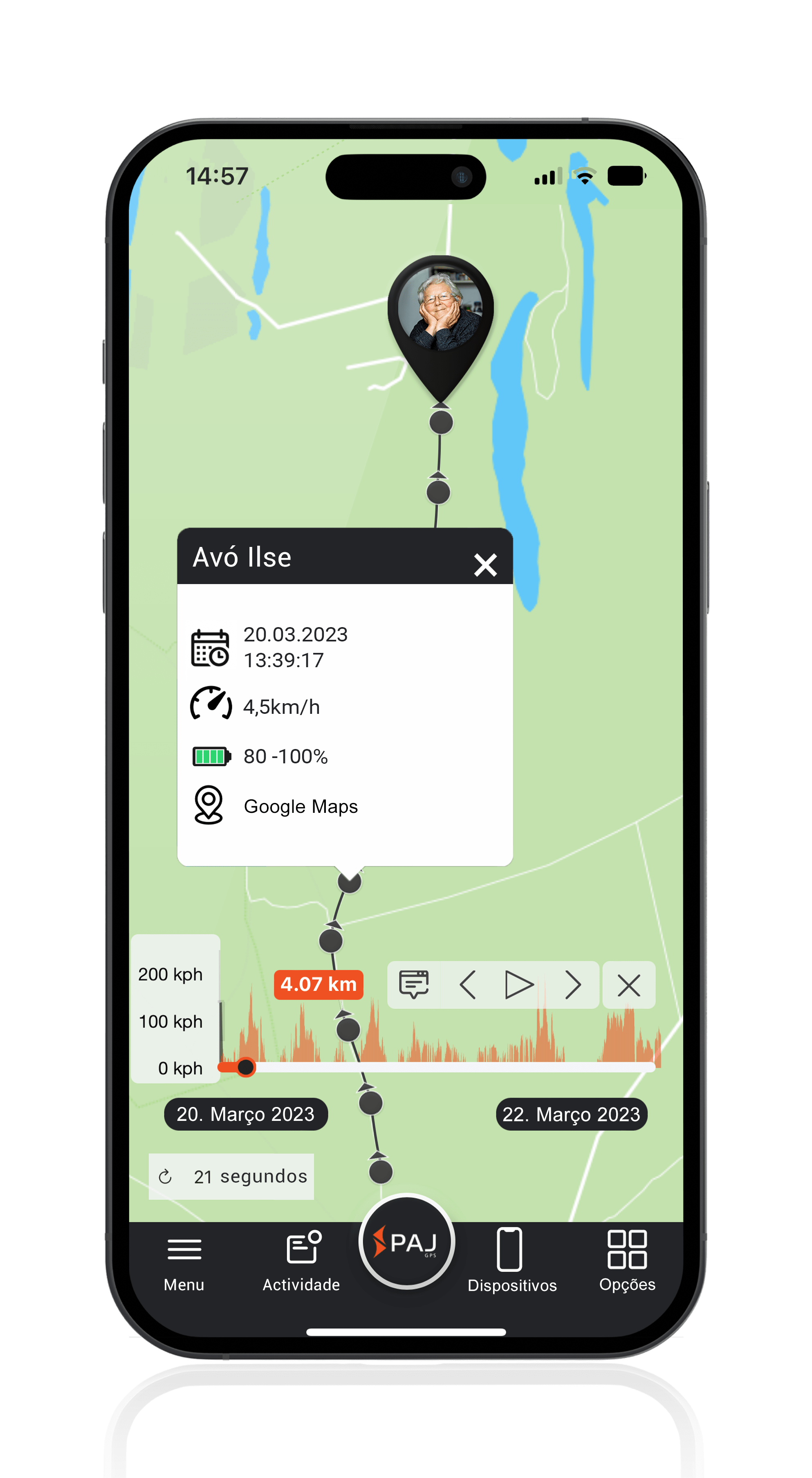 Localizador GPS para idosos com registo de percursos