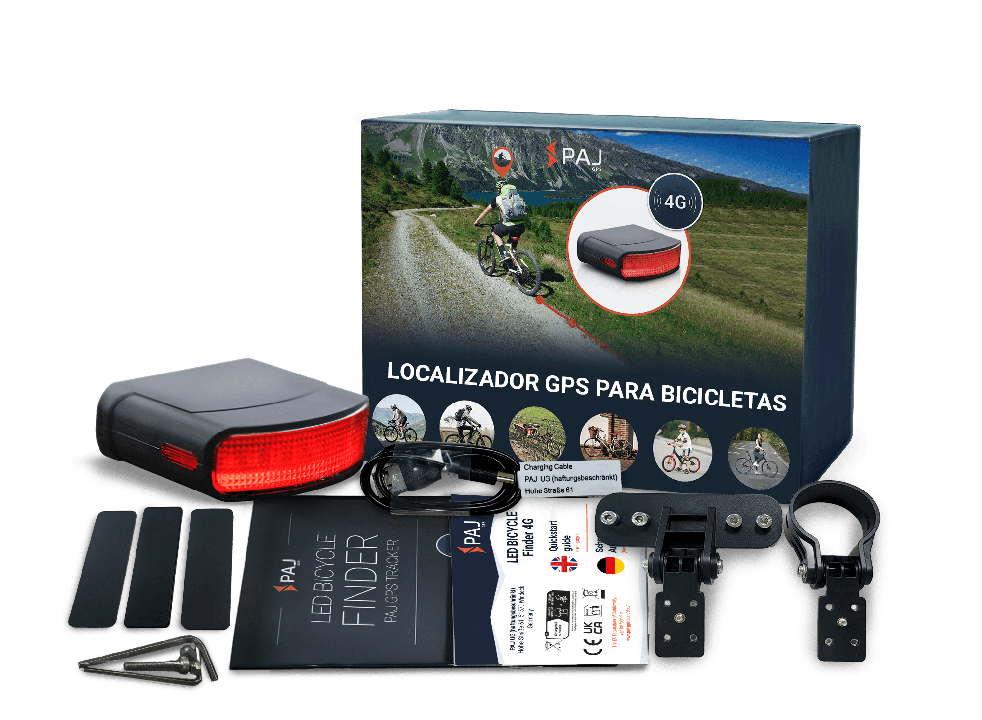 Conteúdo da embalagem LED BICYCLE Finder 4G PAJ GPS
