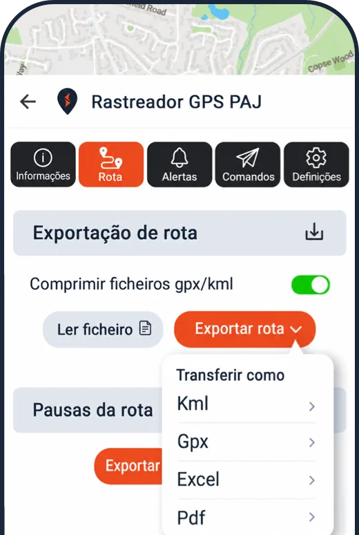 Exportação de dados: vista no FINDER Portal