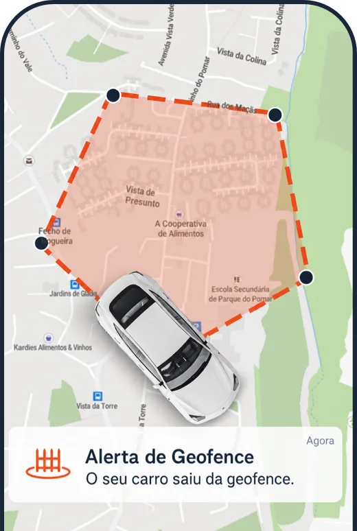 Alerta de geofence: vista no FINDER Portal