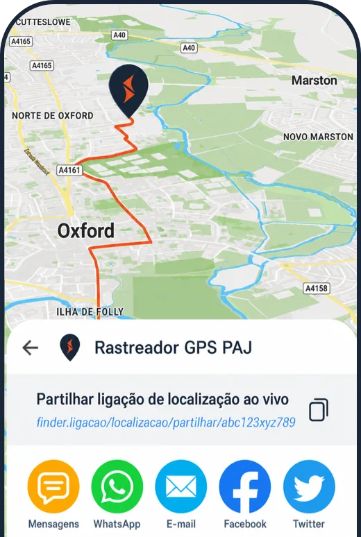 Partilhar localização: vista no FINDER Portal